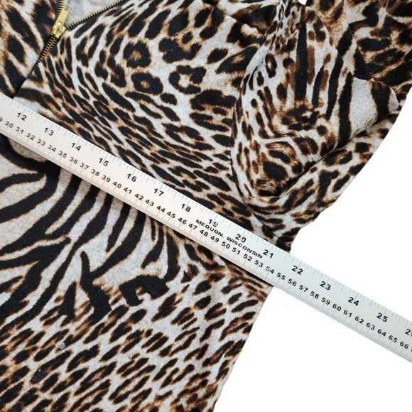 Clientele Blouse Women's Size OS Animal Print Tiger 3/4 Sleeve Zip - Picture 9 of 16